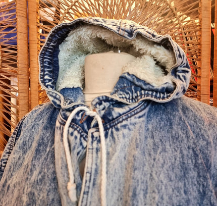 Vintage 80's Acid Wash Denim Parka Coat - Yatva