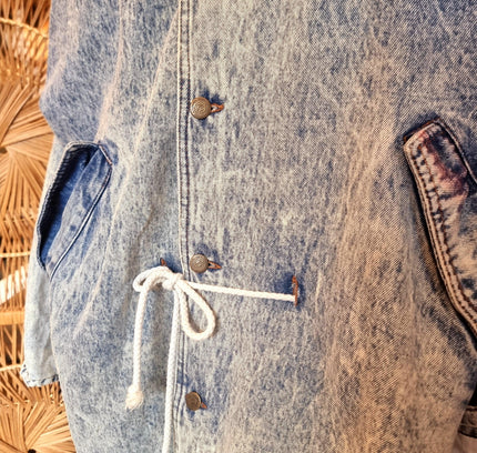 Vintage 80's Acid Wash Denim Parka Coat - Yatva