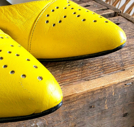 Vintage 80s Annabelle Neon Heel Yellow - Yatva