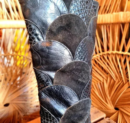 Vintage 80s Arola Leather Patchwork Boots - Yatva