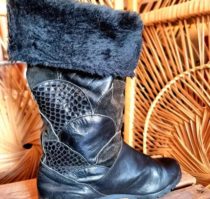 Vintage 80s Arola Leather Patchwork Boots - Yatva