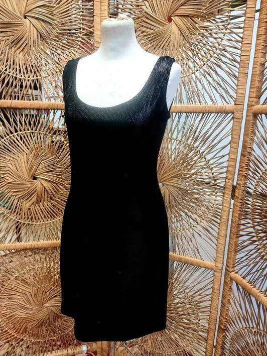 Vintage 80s Bandolera Glitter Skater Dress - Yatva