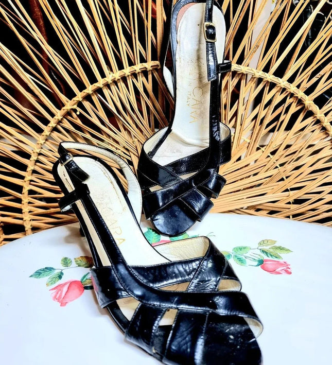 Vintage 80s Bella Cara Slingback Shoes - Yatva