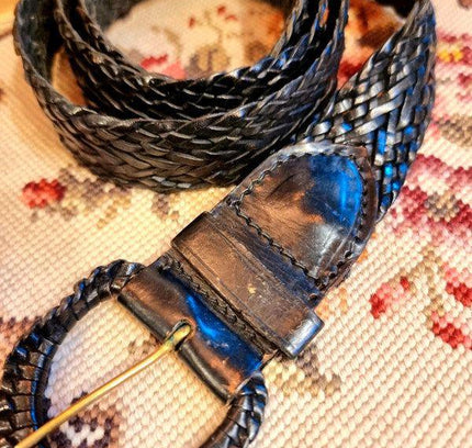 Vintage 80's Braided Leather Belt - Yatva