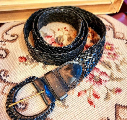Vintage 80's Braided Leather Belt - Yatva