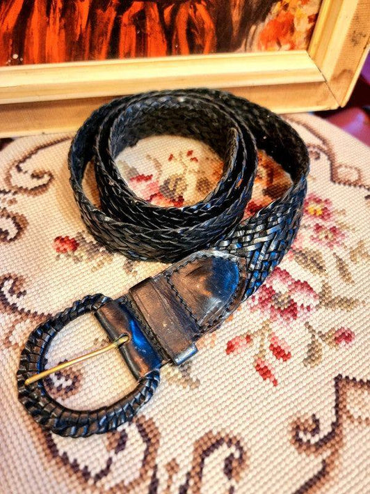 Vintage 80's Braided Leather Belt - Yatva