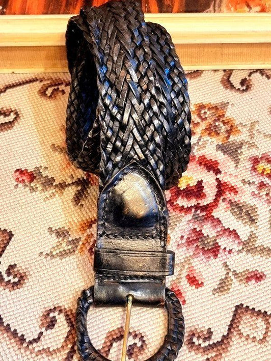 Vintage 80's Braided Leather Belt - Yatva