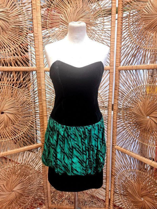 Vintage 80s Bustier Puffball Dress - Yatva