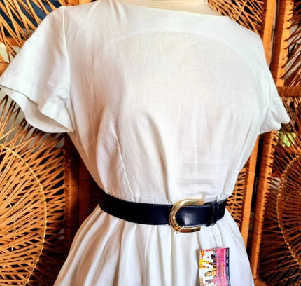 Vintage 80s Cotton/Linnen Handmade Dress - Yatva