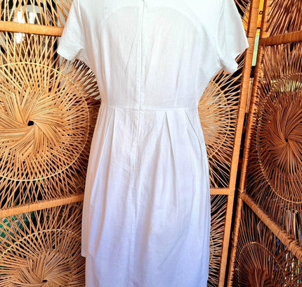 Vintage 80s Cotton/Linnen Handmade Dress - Yatva