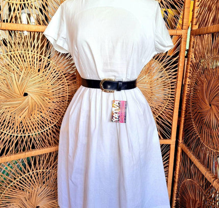 Vintage 80s Cotton/Linnen Handmade Dress - Yatva