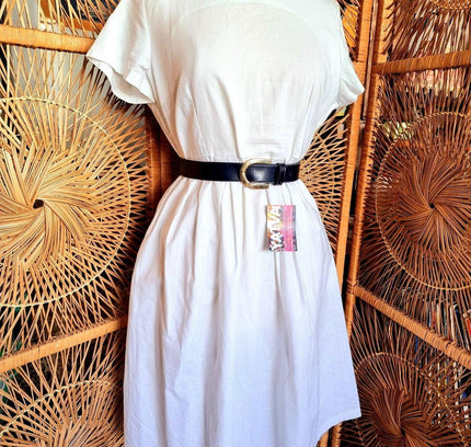 Vintage 80s Cotton/Linnen Handmade Dress - Yatva