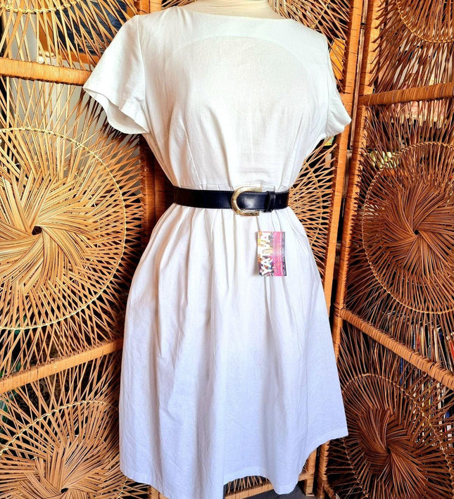 Vintage 80s Cotton/Linnen Handmade Dress - Yatva