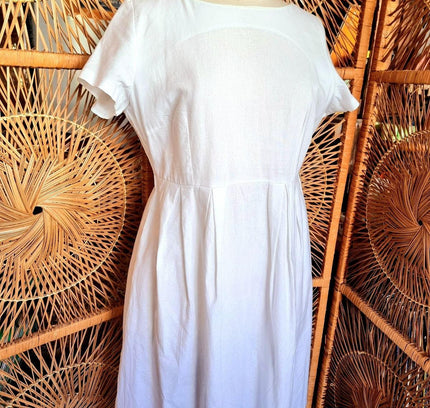 Vintage 80s Cotton/Linnen Handmade Dress - Yatva