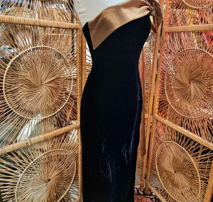Vintage 80's Dave & Johnny One Shoulder Velvet bow Dress - Yatva