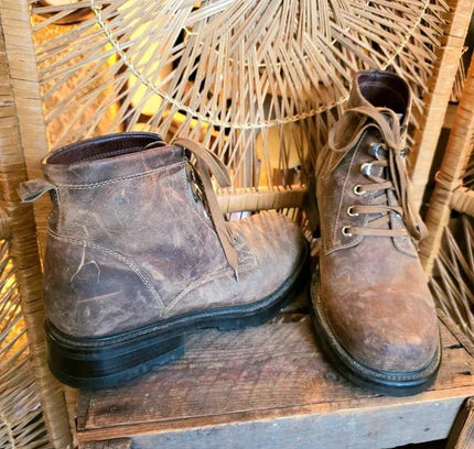 Vintage 80's Distressed Leather Hiking Boots - Yatva