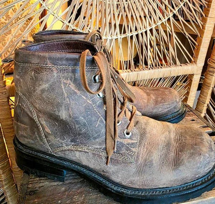 Vintage 80's Distressed Leather Hiking Boots - Yatva