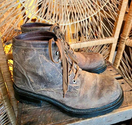 Vintage 80's Distressed Leather Hiking Boots - Yatva