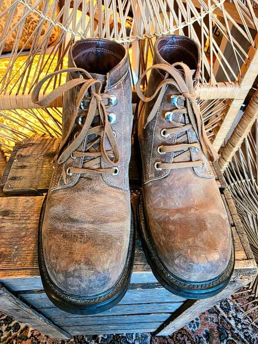 Vintage 80's Distressed Leather Hiking Boots - Yatva