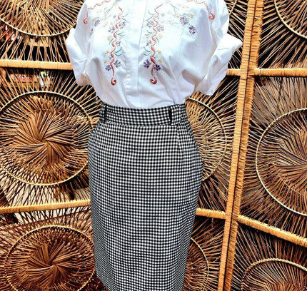 Vintage 80s Dogtooth Skirt - Yatva