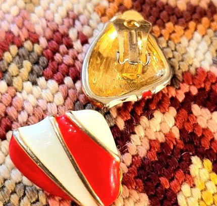 Vintage 80's Enameled Clip - On Earrings - Yatva