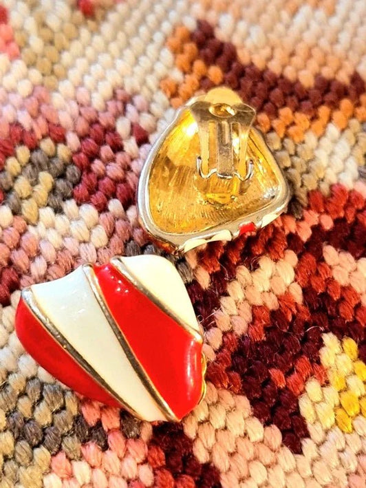 Vintage 80's Enameled Clip - On Earrings - Yatva