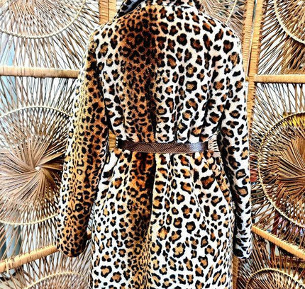 Vintage 80's Faux Fur Leopard Print Coat - Yatva