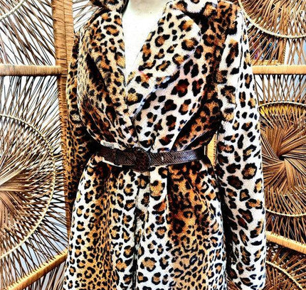 Vintage 80's Faux Fur Leopard Print Coat - Yatva