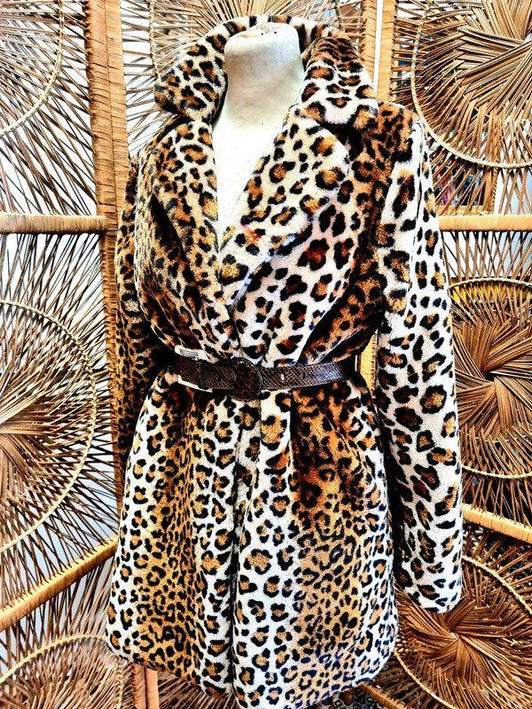 Vintage 80's Faux Fur Leopard Print Coat - Yatva