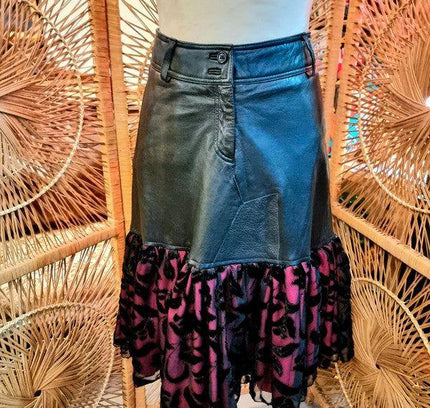 Vintage 80's Faux Leather Skirt - Yatva