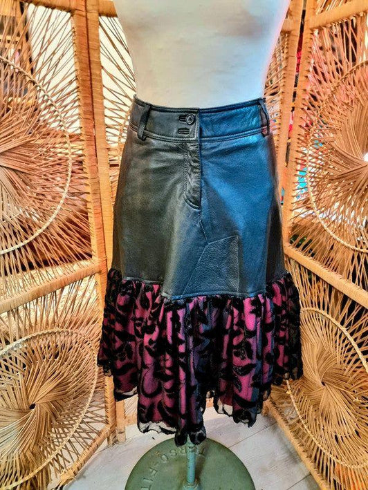 Vintage 80's Faux Leather Skirt - Yatva
