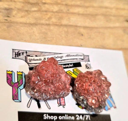Vintage 80's Faux Stone Clip - On Earrings - Yatva