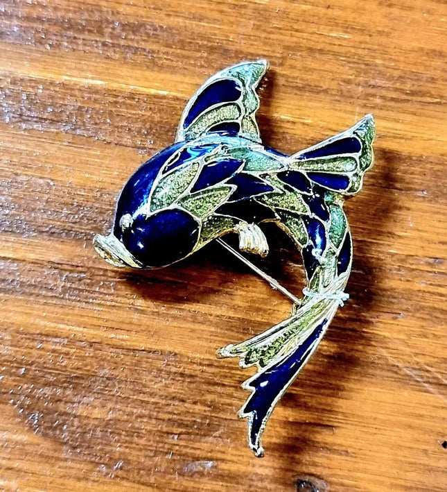 Vintage 80s Fish Brooch - Yatva