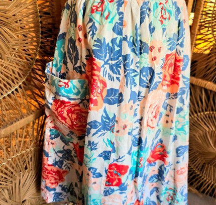 Vintage 80s Floral Midi Skirt - Yatva