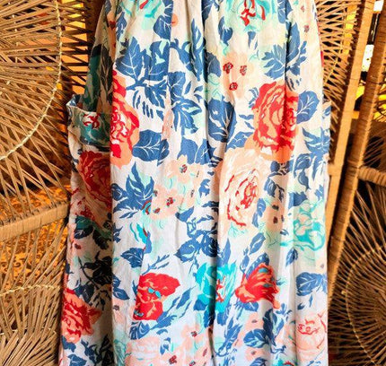 Vintage 80s Floral Midi Skirt - Yatva