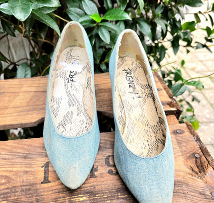 Vintage 80's Frenzy Denim Heel Shoes - Yatva