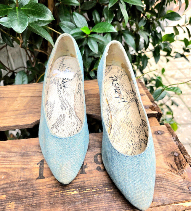Vintage 80's Frenzy Denim Heel Shoes - Yatva