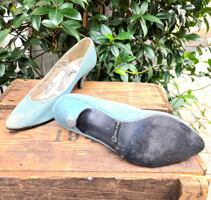 Vintage 80's Frenzy Denim Heel Shoes - Yatva
