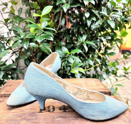 Vintage 80's Frenzy Denim Heel Shoes - Yatva