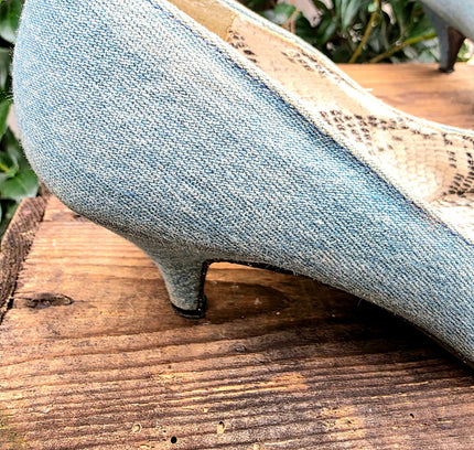 Vintage 80's Frenzy Denim Heel Shoes - Yatva