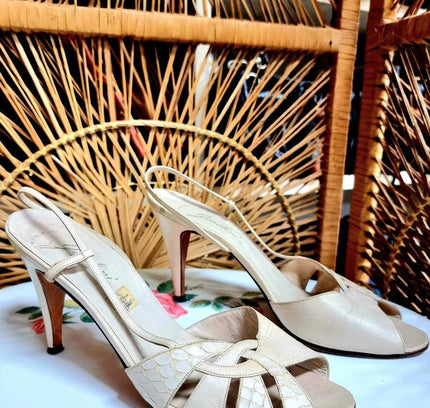 Vintage 80s Garolini Slingback Shoes - Yatva