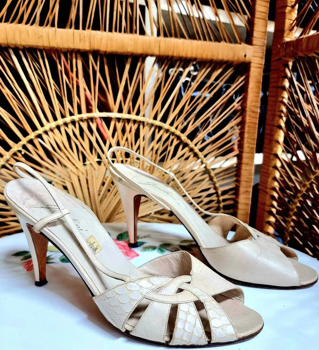Vintage 80s Garolini Slingback Shoes - Yatva