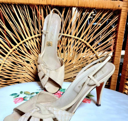 Vintage 80s Garolini Slingback Shoes - Yatva