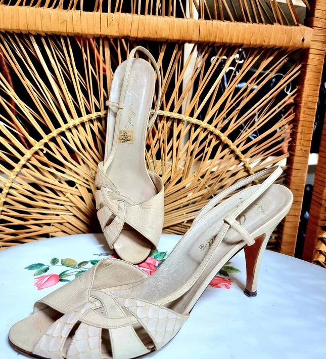 Vintage 80s Garolini Slingback Shoes - Yatva