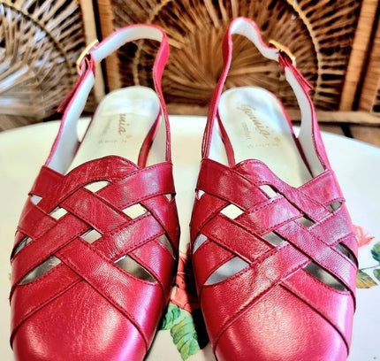 Vintage 80s Gennia Slingback Shoes - Yatva