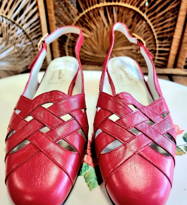 Vintage 80s Gennia Slingback Shoes - Yatva