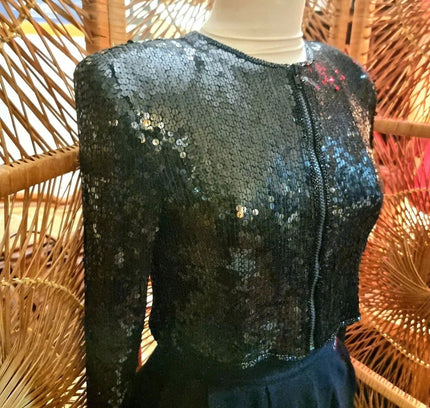 Vintage 80's Glam Sequins Crop Jacket - Yatva