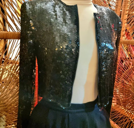 Vintage 80's Glam Sequins Crop Jacket - Yatva