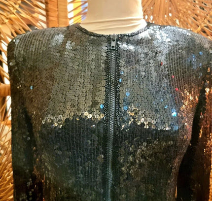 Vintage 80's Glam Sequins Crop Jacket - Yatva