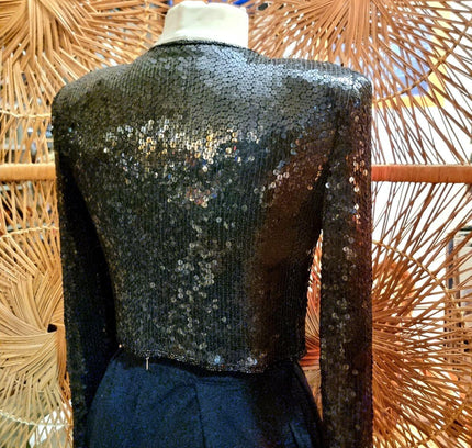 Vintage 80's Glam Sequins Crop Jacket - Yatva